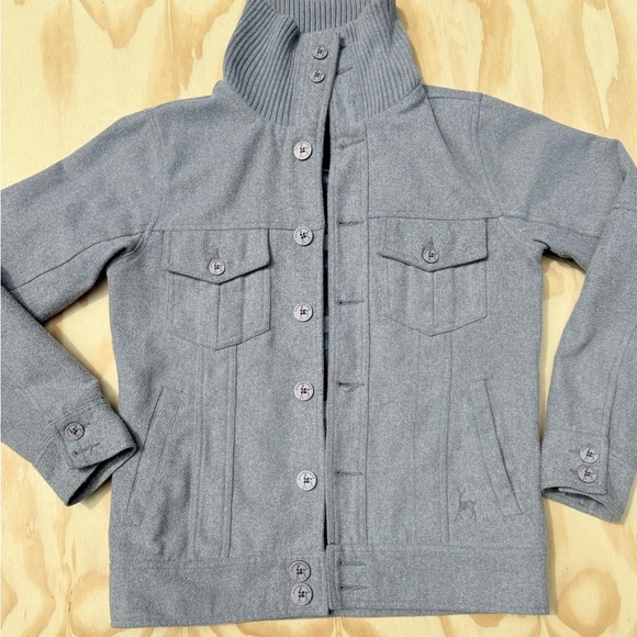 Kane & Unke Men’s Gray Cotton Jacket Size S Button Up High Collar - Picture 11 of 15